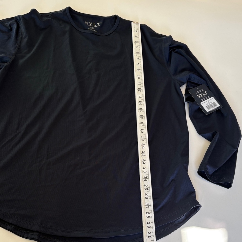 NWT BYLT Performance Drop Cut Long Sleeve Shirt in Navy Casual Athletic Size XL - Picture 10 of 10